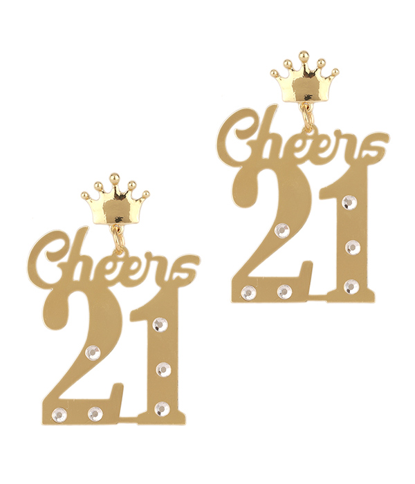 BIRTHDAY THEME METAL FILIGREE EARRING - CHEERS 21