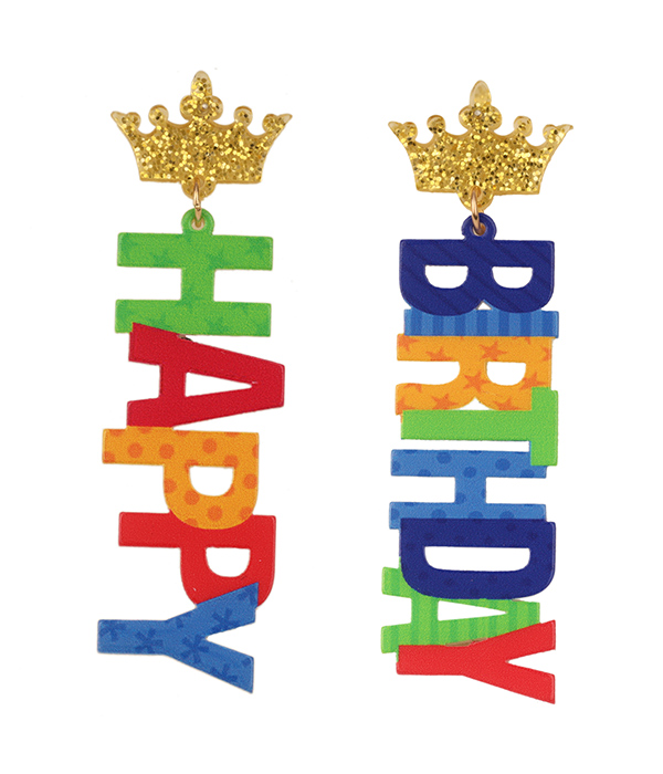 BIRTHDAY THEME ACRYLIC EARRING - HAPPY BIRTHDAY