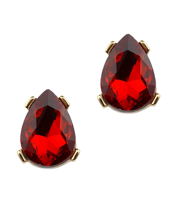 Facet glass teardrop stud earring