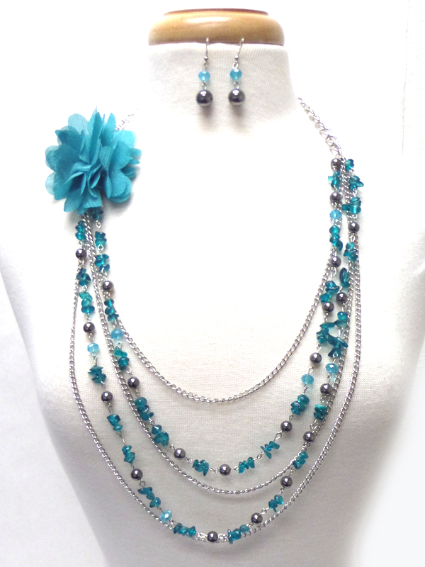 Multi layer corsage long necklace set