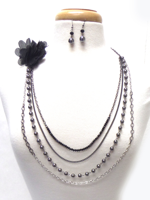 Multi layer corsage long necklace set