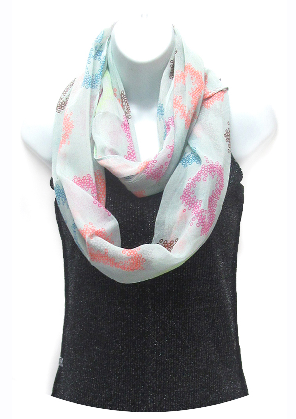 Dotted heart print infinity scarf