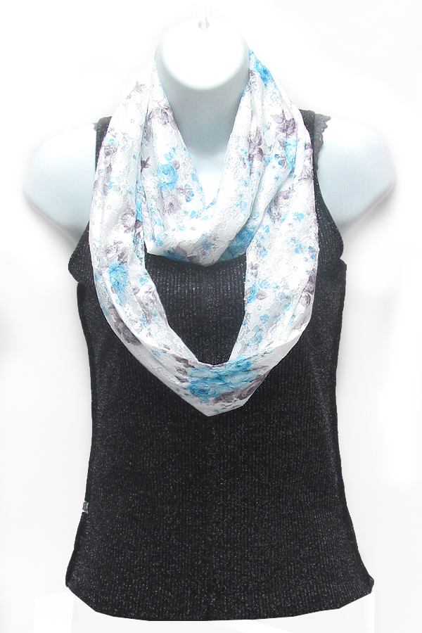 Multi flower pattern infinity scarf 