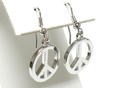 Made in korea whitegold plating peace mark drop earring