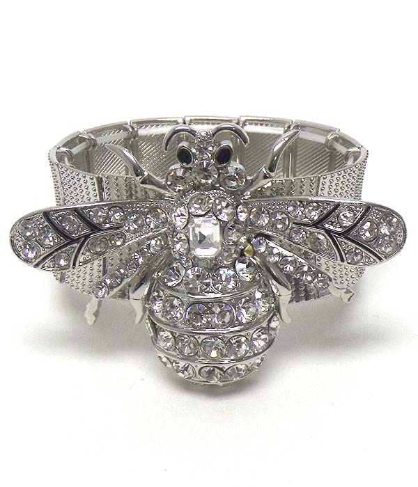 Multi crystal bee stretch bracelet