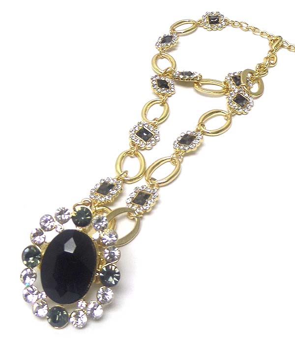 Crystal flower stretch ring and double link bracelet set