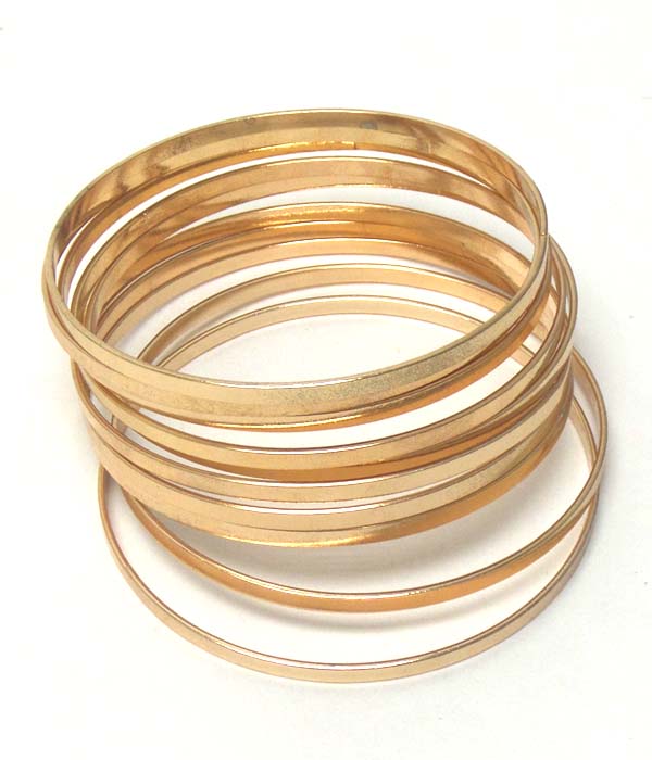 Plain metal bangle bracelet set of 10