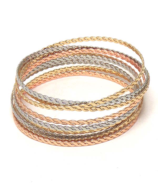 Twist metal bangle bracelet set of 10