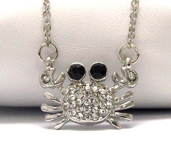 Crystal metal crab chain necklace