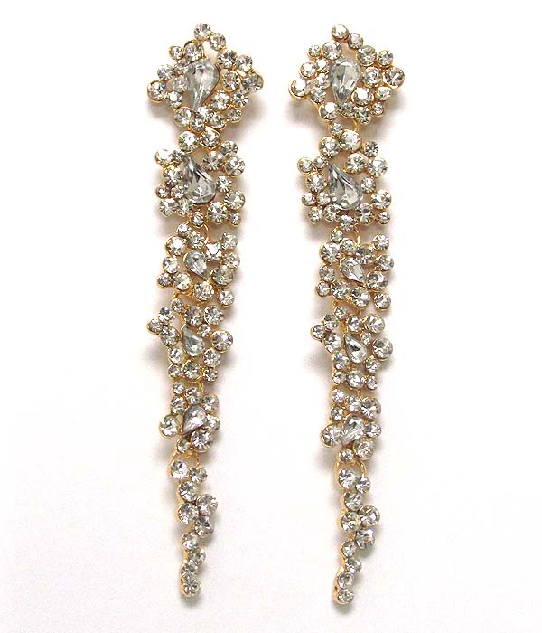 Multi crystal deco long earring