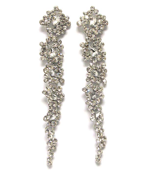 Multi crystal deco long earring