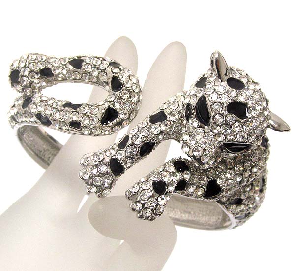 Multi crystal and epoxy deco jaguar bracelet