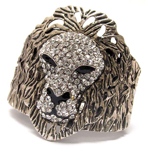 Multi crystal and epoxy deco large lion bracelet