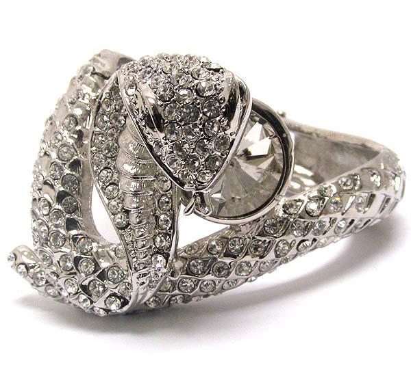 Facet glass and multi crystal deco king cobra bracelet
