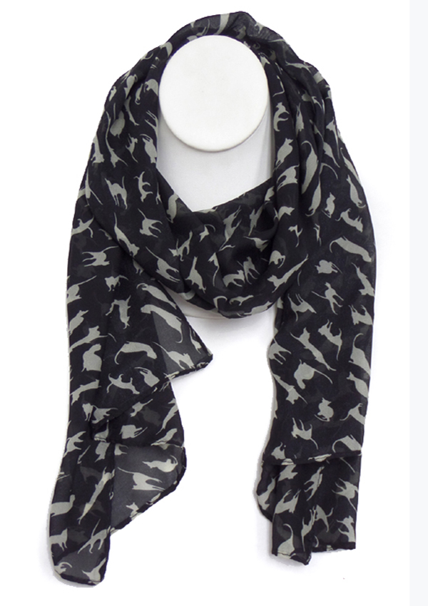 Multi cat shape print scarf