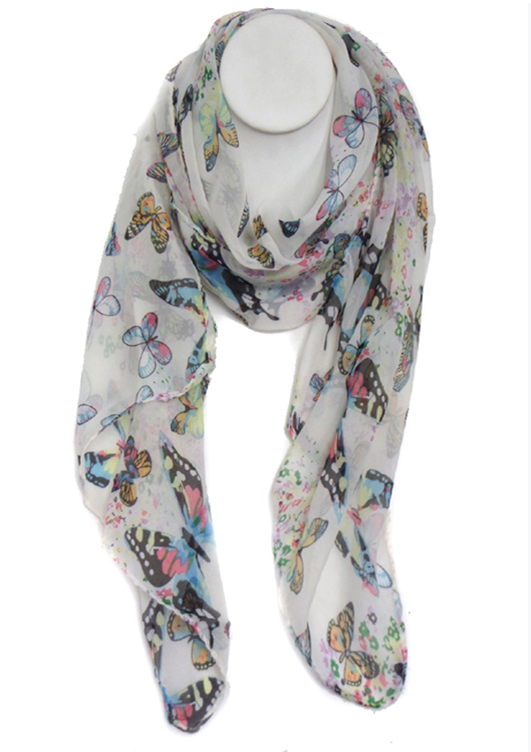 Multi butterflys print scarf 