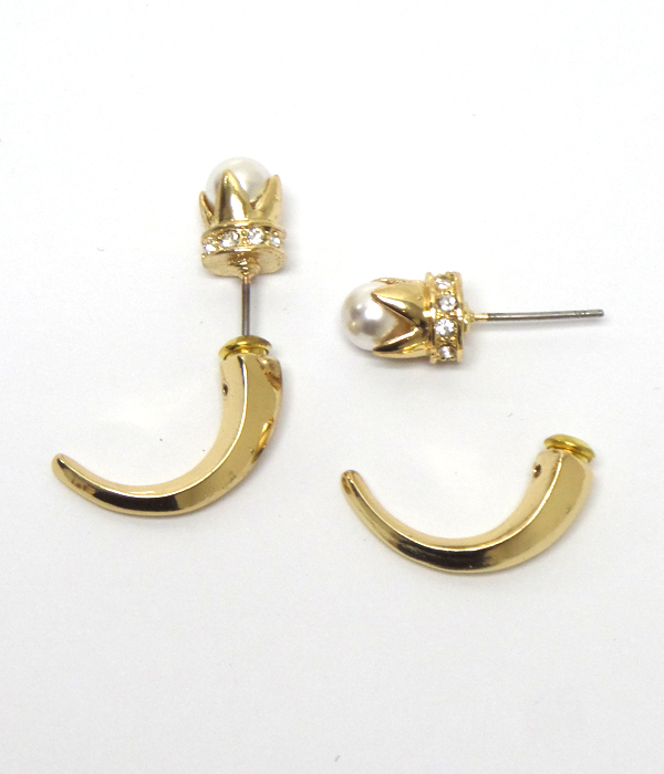 Pearl and crystal double sided front and back earring