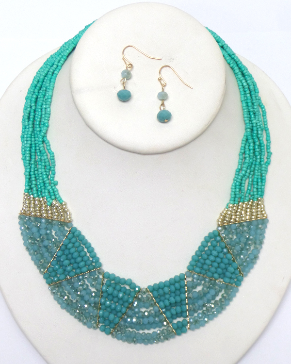Multi seed beads necklace set