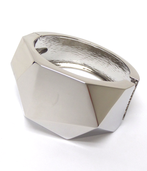 Architectural metal bangle bracelet