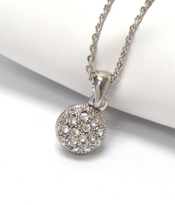 Electro plating crystal ball pendant necklace