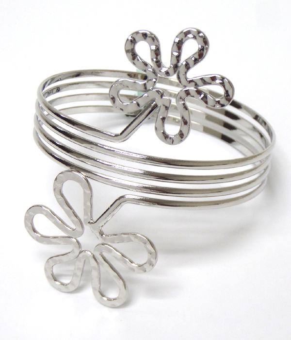 Electro plating double flower arm cuff band