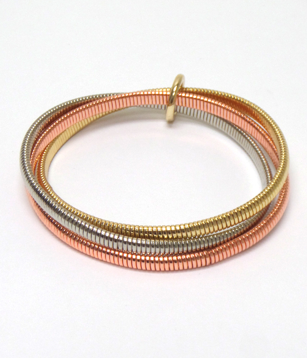 Tri tone spring bangle bracelet