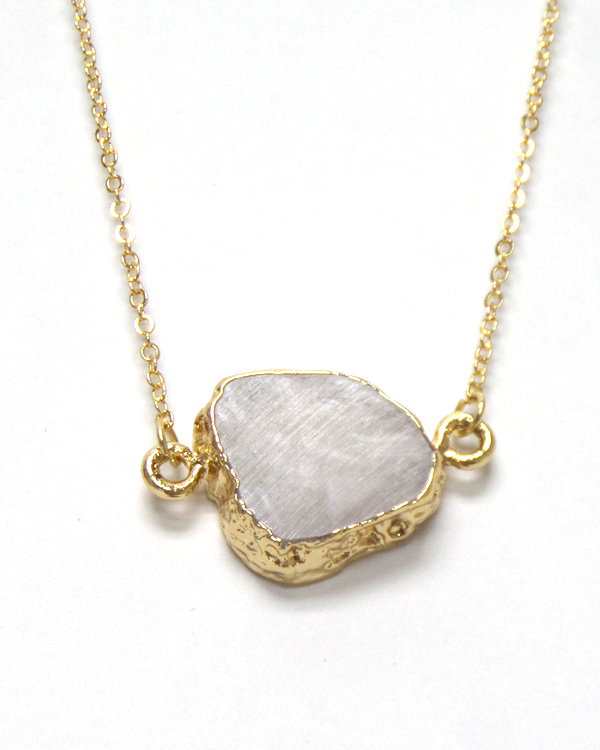 Gold plating semi precious stone pendant necklace