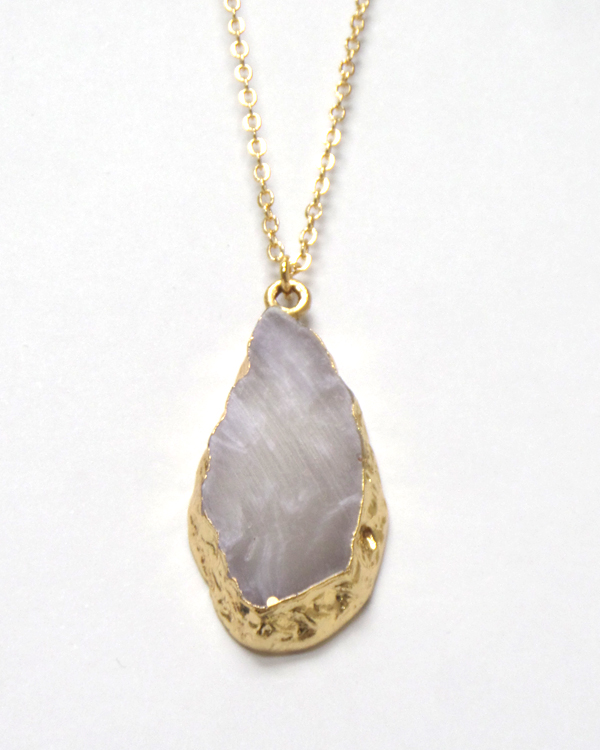 Gold plating semi precious stone pendant necklace