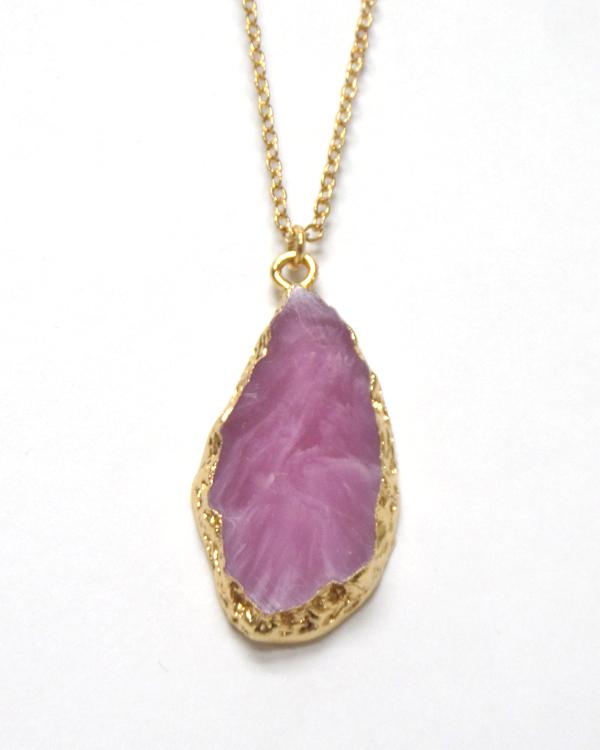 Gold plating semi precious stone pendant necklace