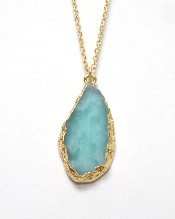 Gold plating semi precious stone pendant necklace