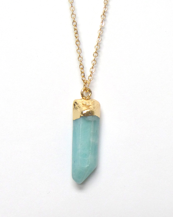 Gold plating semi precious stone pendant necklace