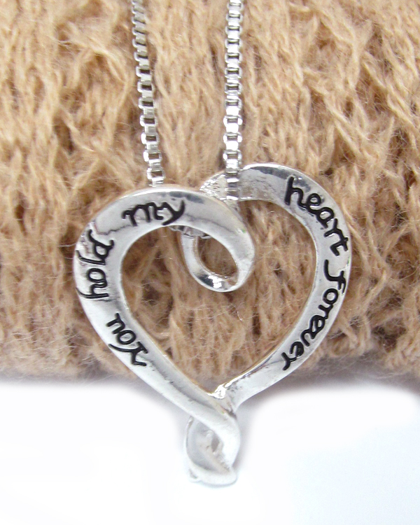 Love inspiration message pendant necklace - you hold my heart forever