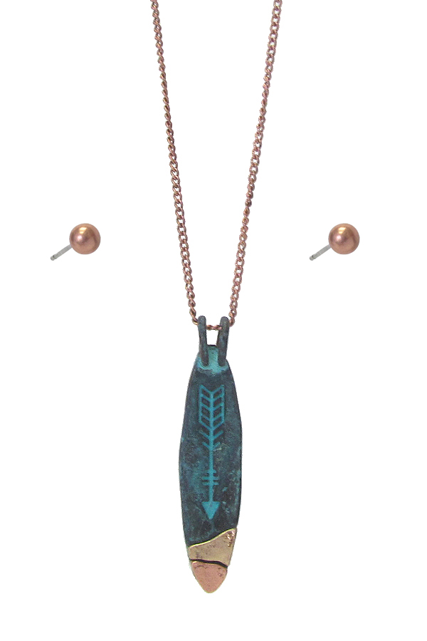 ARROW METAL BAR PENDANT NECKLACE SET