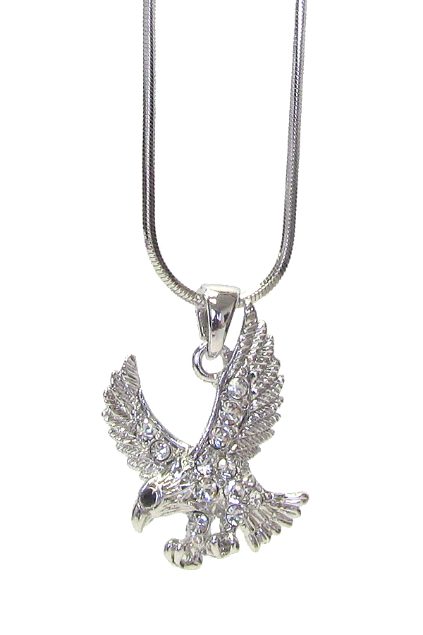 Made in korea whitegold plating crystal eagle pendant necklace