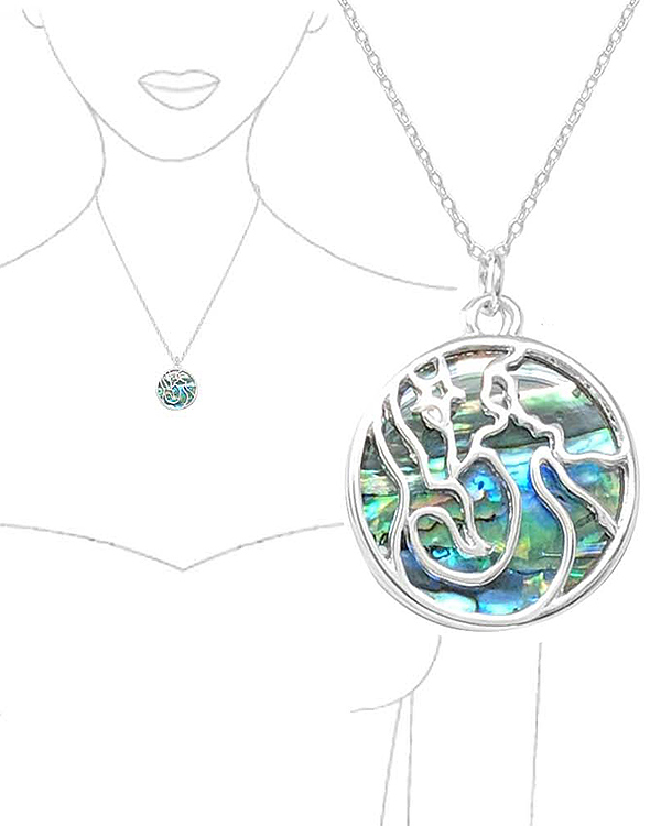 SEALIFE THEME ABALONE TEARDROP NECKLACE - MERMAID