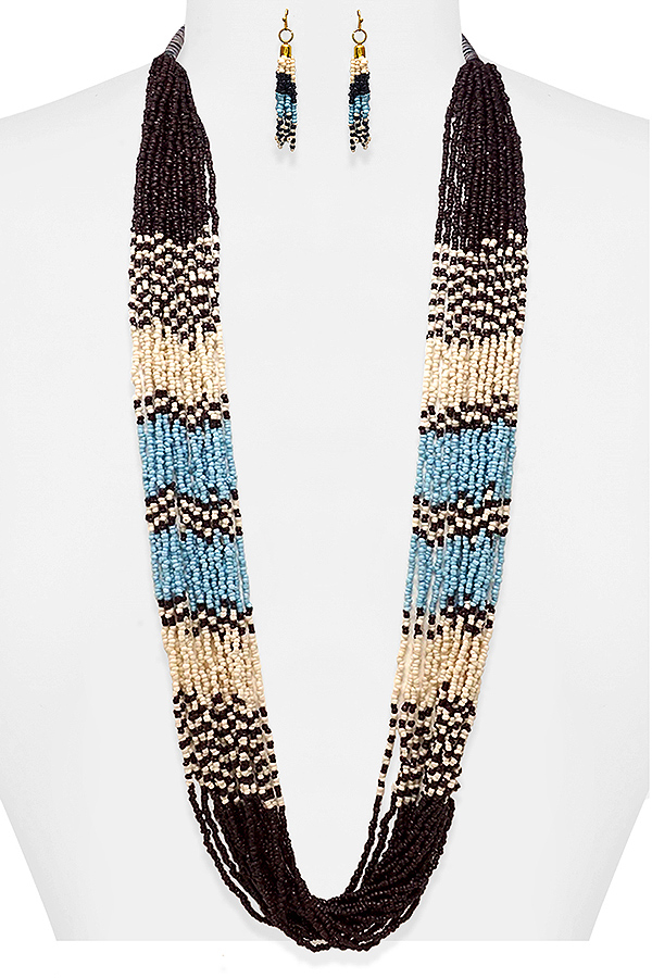 HANDMADE MULTI SEEDBEAD CHUNKY LONG NECKLACE