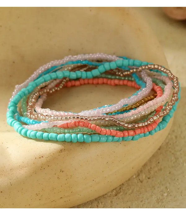 10 piece multi seedbead stretch bracelet set