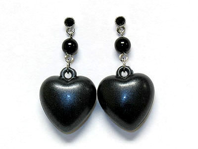 Acryl puff heart with crystal post earring
