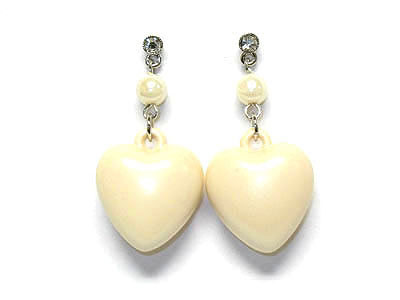 Acryl puff heart with crystal post earring
