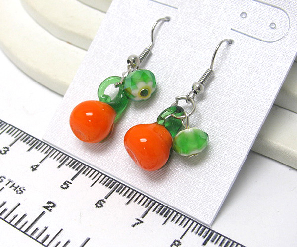 Fashion apple glass drop earring 
