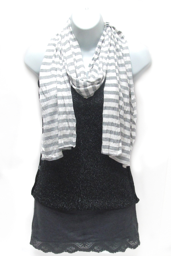 Cotton and polyester blend stripe print  scarf