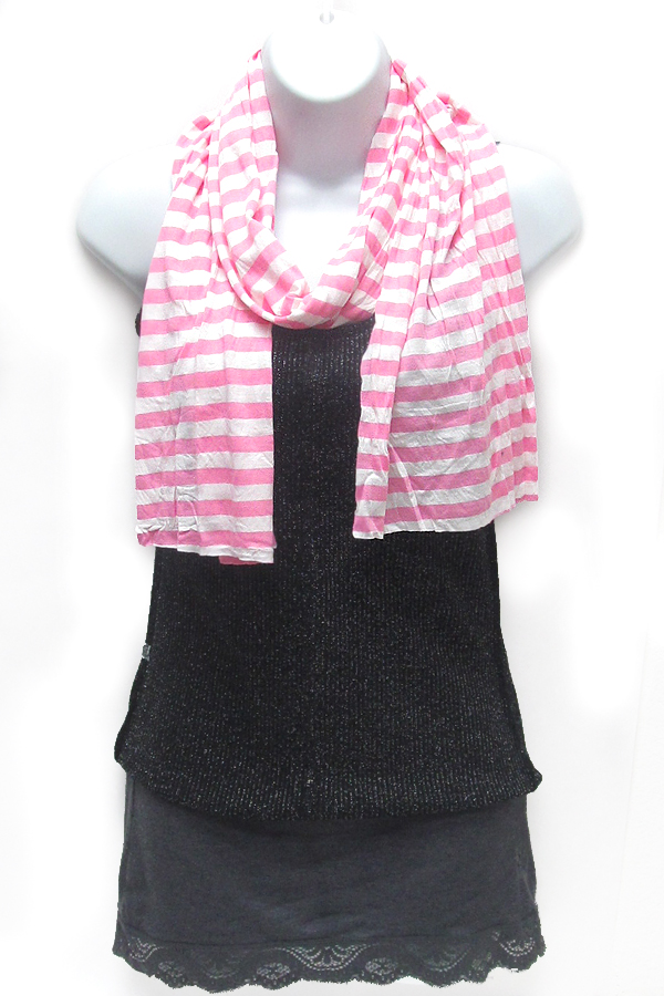 Cotton and polyester blend stripe print  scarf