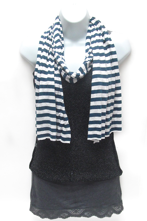 Cotton and polyester blend stripe print  scarf