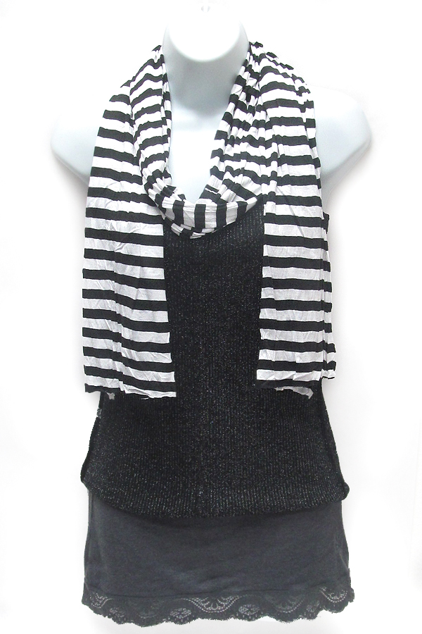 Cotton and polyester blend stripe print  scarf
