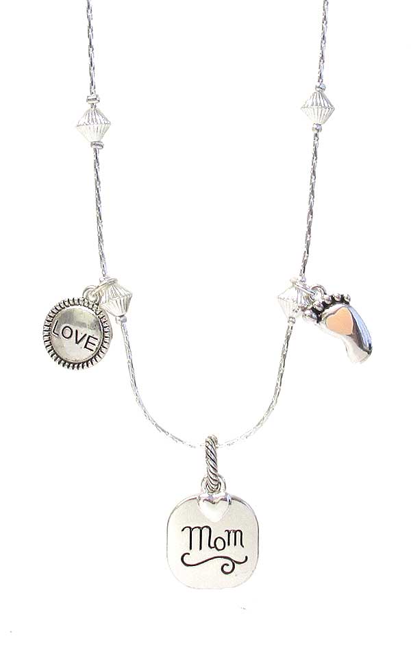 Inspiration multi charm pendant necklace - love mom