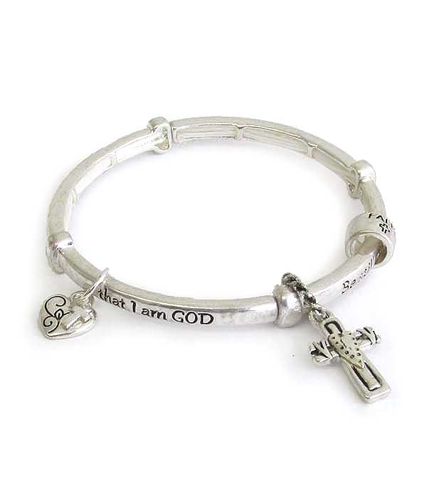 RELIGIOUS INSPIRATION MESSAGE STRETCH BRACELET - PSALM 46:10