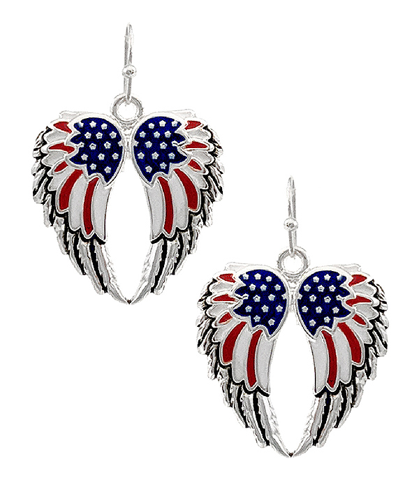 Patriotic theme american flag angel wing earring