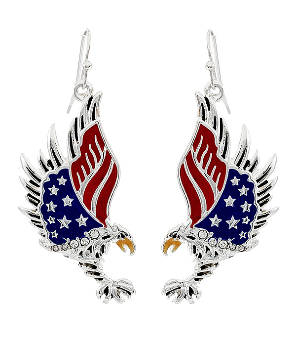 PATRIOTIC THEME AMERICAN FLAG EAGLE EARRING