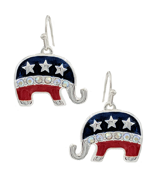 Patriotic theme american flag republican elephant earring