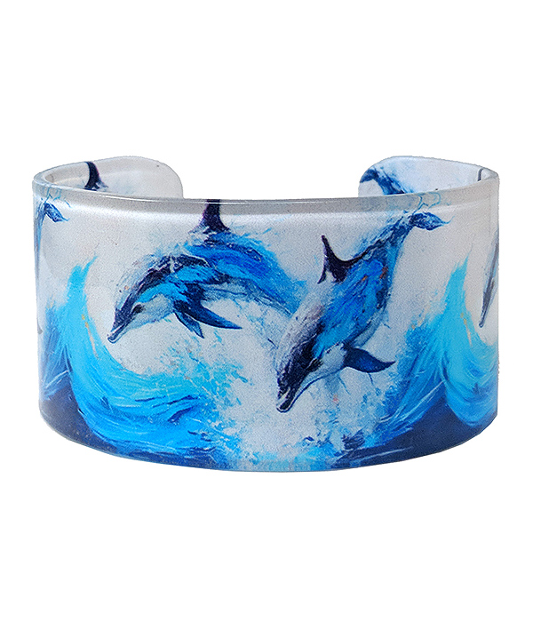 SEALIFE THEME ACRYLIC BANGLE BRACELET - DOLPHIN